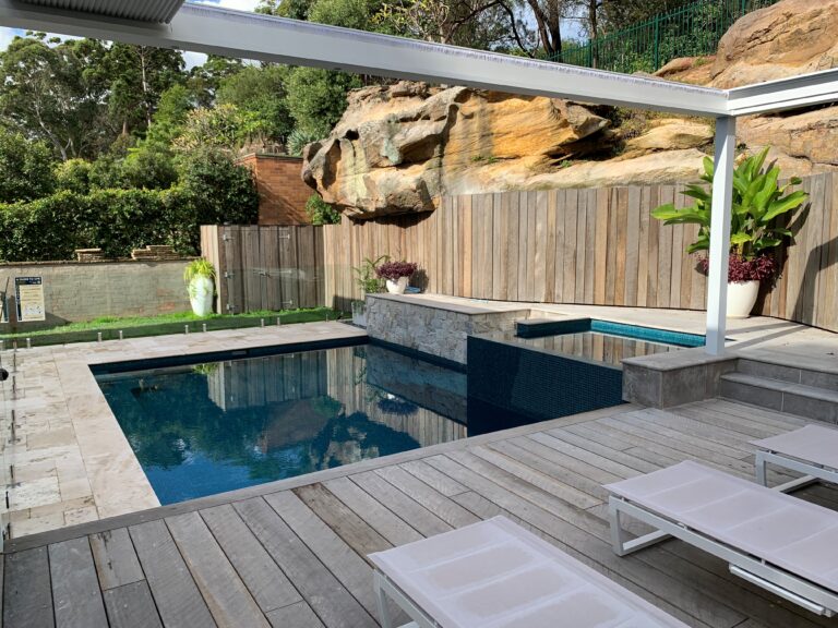 Fully tiled pool and spa in Ezarri Spanish Mosic. Fully heated and automated